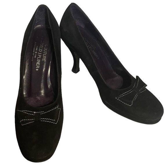 Couture Donald J Pliner Women’s Dame Black Suede Heels With Bow Size 8.5 - Picture 1 of 11